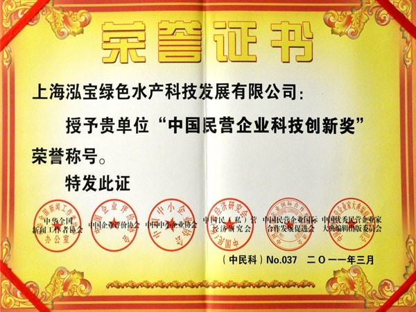 泓寶-2011年中國民營企業(yè)科技創(chuàng)新獎(jiǎng)